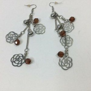 Amber Drop Dangle Earrings Jewelry Silver 4.5 Inch Celtic Hook